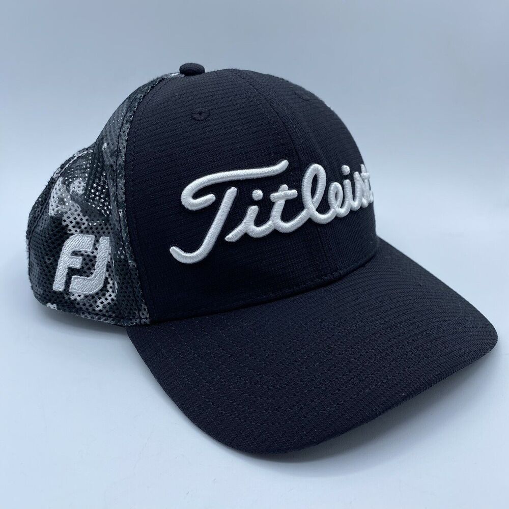 Titleist Pro V1 Footjoy FJ Embroidered Spell Out Black Camo Snapback Golf Hat